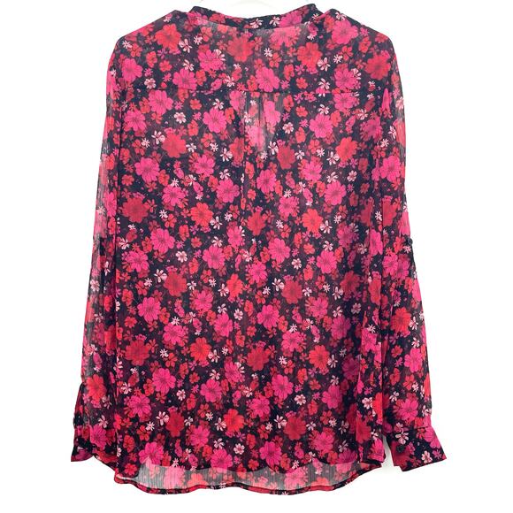Kut From The Kloth Women's Sheer Floral Blouse, Sz. L Fairy Whimsygoth - Picture 2 of 9